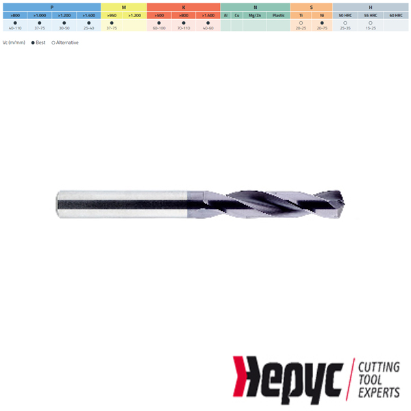 Hepyc HM TIALN boor D6537S 3XD 9.00mm L=47/89mm
