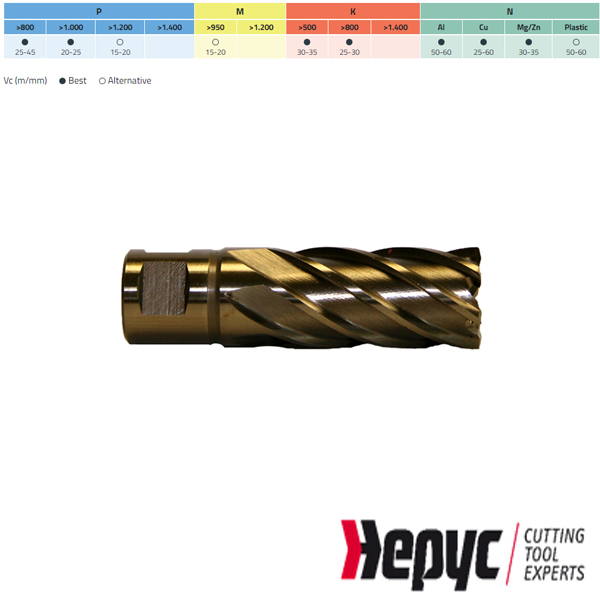 Hepyc Cobalt Kernboor HSSE 28x50mm Weldon