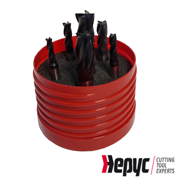 Hepyc 4-snijder HSSE TIALN vingerfrees set 6dlg