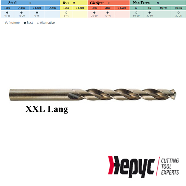 Hepyc HSS-E 5% Cobaltboor XXL 8.50mm L=265/390mm