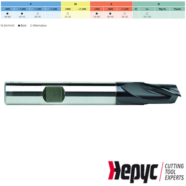 Hepyc spiebaanfrees HSSE TIALN N Weldon 2Z26 25mm