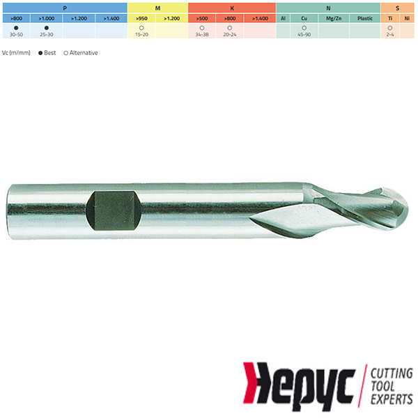 Hepyc Radiusfrees HSSE Weldon 2Z/11 9mm