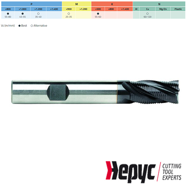 Hepyc ruwfrees HSSE TIALN Weldon 4Z 10mm