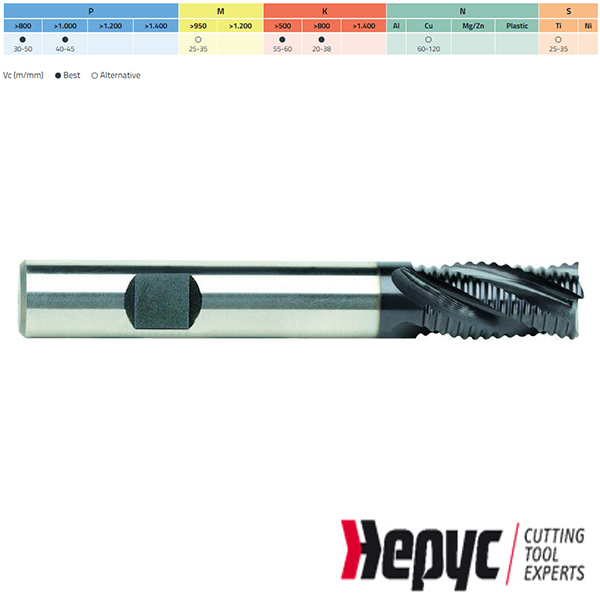 Hepyc ruwfrees HSSE TIALN Weldon 4z 12mm