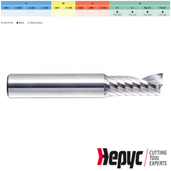 Hepyc spiebaanfrees HM 1Z W 8mm