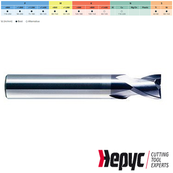 Hepyc spiebaanfrees HM Tialn 2z/30 16mm